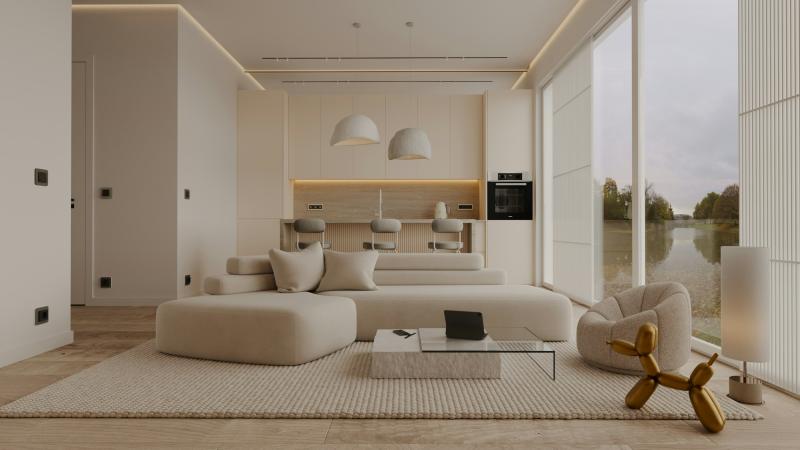An elegant, light-filled modern living room